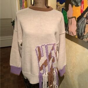 Stylish Beige and Purple Sweater